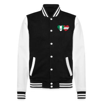 Nigeria Austria Flag Heart used - College Sweat Jacket - black/white - Front - Nik (191cm) & Marisol (170cm)