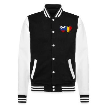 Slovénie Roumanie Drapeau Coeur - Veste Teddy - noir/blanc - Devant - Nik (191cm) & Marisol (170cm)