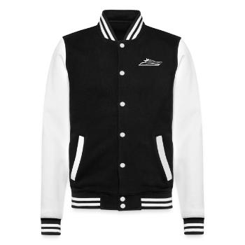 Boot Yacht Silhouette Minimalistisch - College-Sweatjacke - Schwarz/Weiß - Vorne - Nik (191cm) & Marisol (170cm)