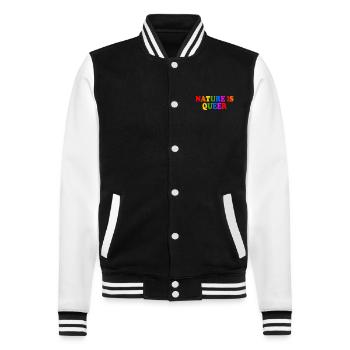 Nature is queer - College Sweat Jacket - black/white - Front - Nik (191cm) & Marisol (170cm)