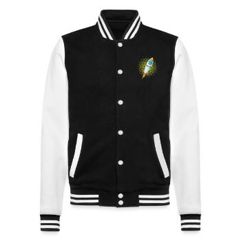 Mond Rakete Raumschiff Comic Flugkörper - College-Sweatjacke - Schwarz/Weiß - Vorne - Nik (191cm) & Marisol (170cm)