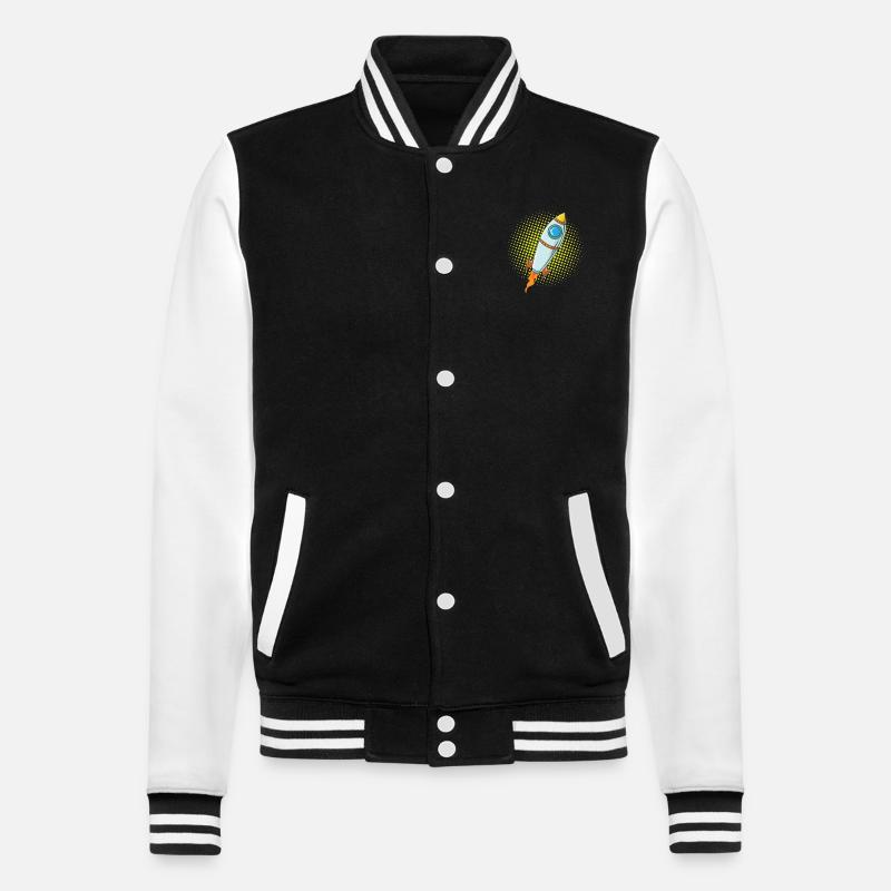 Moon Rocket Spaceship Comic Missile - College Sweat Jacket - black/white