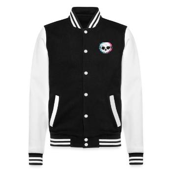 Skull Gothic Styl - College Sweat Jacket - black/white - Front - Nik (191cm) & Marisol (170cm)