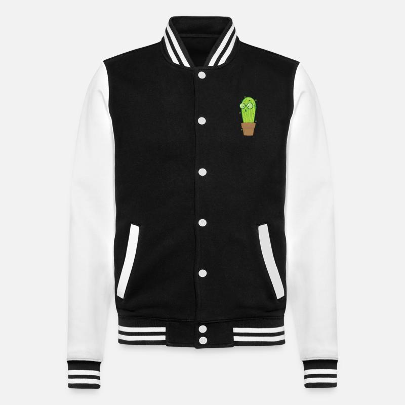 Streber Kaktus Pflanze - College-Sweatjacke - Schwarz/Weiß