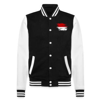 Drapeau indonésien utilisé - Veste Teddy - noir/blanc - Devant - Nik (191cm) & Marisol (170cm)