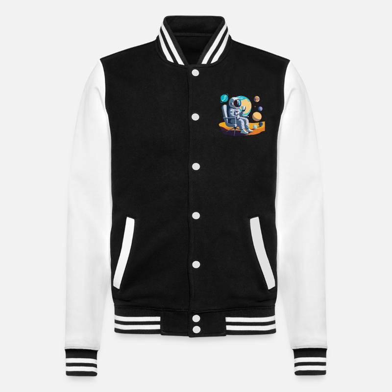 Interstellare Kaffeepause - College-Sweatjacke - Schwarz/Weiß