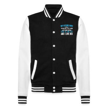 I Love My Wife - College Sweat Jacket - black/white - Front - Nik (191cm) & Marisol (170cm)