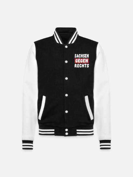 Sachsen Gegen Rechts - Rechts Nein Danke - College-Sweatjacke - Schwarz/Weiß