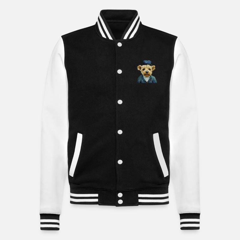 Büste eines Hundes im Kostüm - College-Sweatjacke - Schwarz/Weiß