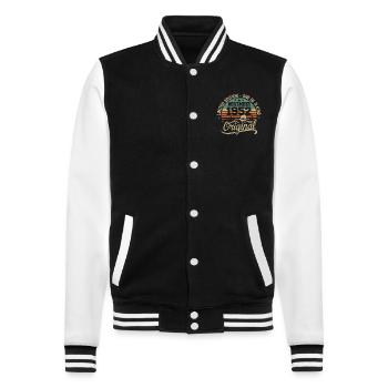 Retro November - November 1952 Birthday Gift - College Sweat Jacket - black/white - Front - Nik (191cm) & Marisol (170cm)