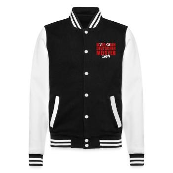Leverkusen - Deutscher Meister 2024 - College-Sweatjacke - Schwarz/Weiß - Vorne - Nik (191cm) & Marisol (170cm)
