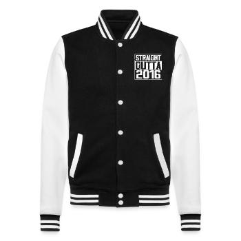 Straight Outta 2016 Retro Birthday Gift 2016 - College Sweat Jacket - black/white - Front - Nik (191cm) & Marisol (170cm)