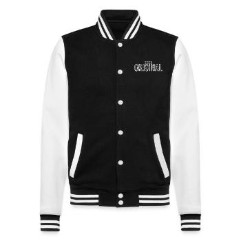 Original 1990er Jahre Retro Geschenk zum Jubiläum der 1990er Jahre - College-Sweatjacke - Schwarz/Weiß - Vorne - Nik (191cm) & Marisol (170cm)