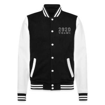 2020 Jahrgang Vintage 2020 Geburtstag 2020 retro - College-Sweatjacke - Schwarz/Weiß - Vorne - Nik (191cm) & Marisol (170cm)