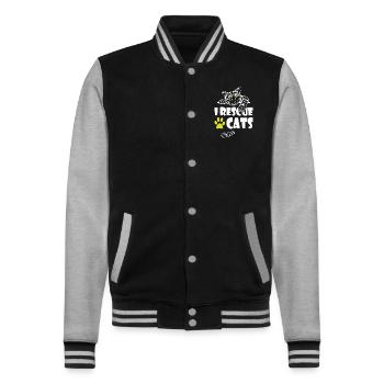 I Rescue Cats - College Sweat Jacket - black/heather grey - Front - Nik (191cm) & Marisol (170cm)