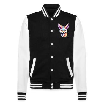 Wüstenfuchs Fennek Zeichnung - College-Sweatjacke - Schwarz/Weiß - Vorne - Nik (191cm) & Marisol (170cm)