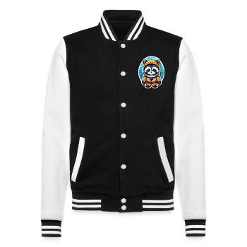 Waschbär Astronaut Illustration - College-Sweatjacke - Schwarz/Weiß - Vorne - Nik (191cm) & Marisol (170cm)