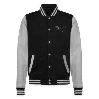 Baleine - baleine à bosse - mammifère marin - cadeau - Veste Teddy - noir/gris chiné - Devant - Nik (191cm) & Marisol (170cm)