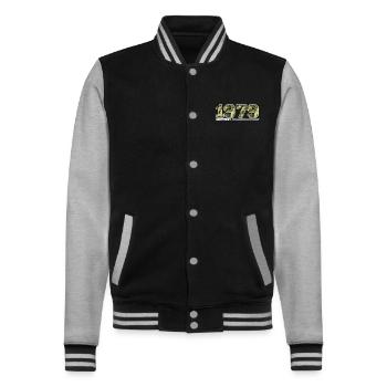 1979 Anniversary Gift Vintage 1979 Army - College Sweat Jacket - black/heather grey - Front - Nik (191cm) & Marisol (170cm)