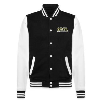 Cadeau d’anniversaire 1971 Vintage 1971 Army - Veste Teddy - noir/blanc - Devant - Nik (191cm) & Marisol (170cm)