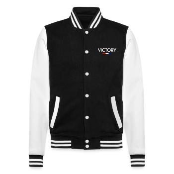 Sieg - College-Sweatjacke - Schwarz/Weiß - Vorne - Nik (191cm) & Marisol (170cm)