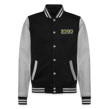 2000 Anniversary Gift Vintage 2000 Army - College Sweat Jacket - black/heather grey - Front - Nik (191cm) & Marisol (170cm)