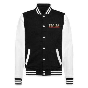 Vintage 1955 Retro 1955 Birthday Gift - College Sweat Jacket - black/white - Front - Nik (191cm) & Marisol (170cm)