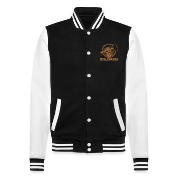 Metalsmith Metal Gangster Gift Idea - College Sweat Jacket - black/white - Front - Nik (191cm) & Marisol (170cm)