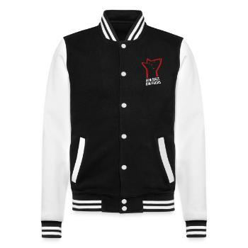 Bin halt ein Fuchs - schlau, cool & clever - College-Sweatjacke - Schwarz/Weiß - Vorne - Nik (191cm) & Marisol (170cm)