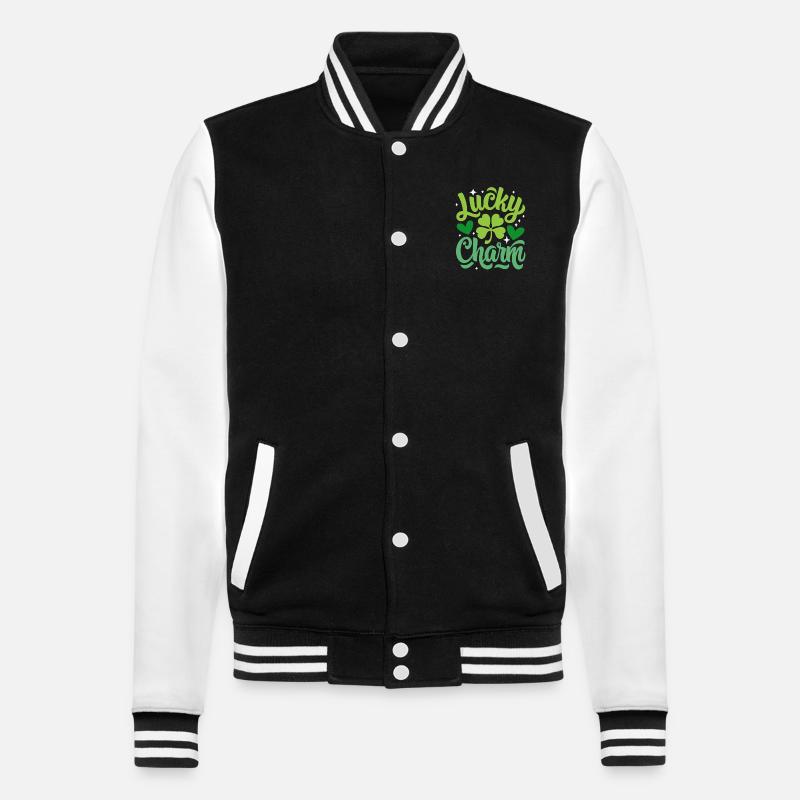 Porte-bonheur - Saint-Patrick - Irlande - Veste Teddy - noir/blanc