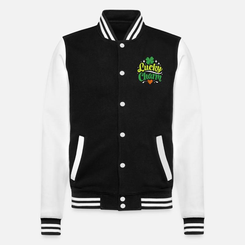Porte-bonheur - Saint-Patrick - Irlande - Veste Teddy - noir/blanc