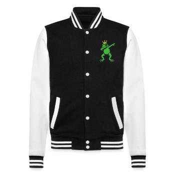 Dabbing Frog with Crown - Dab Dance - Gift - College Sweat Jacket - black/white - Front - Nik (191cm) & Marisol (170cm)