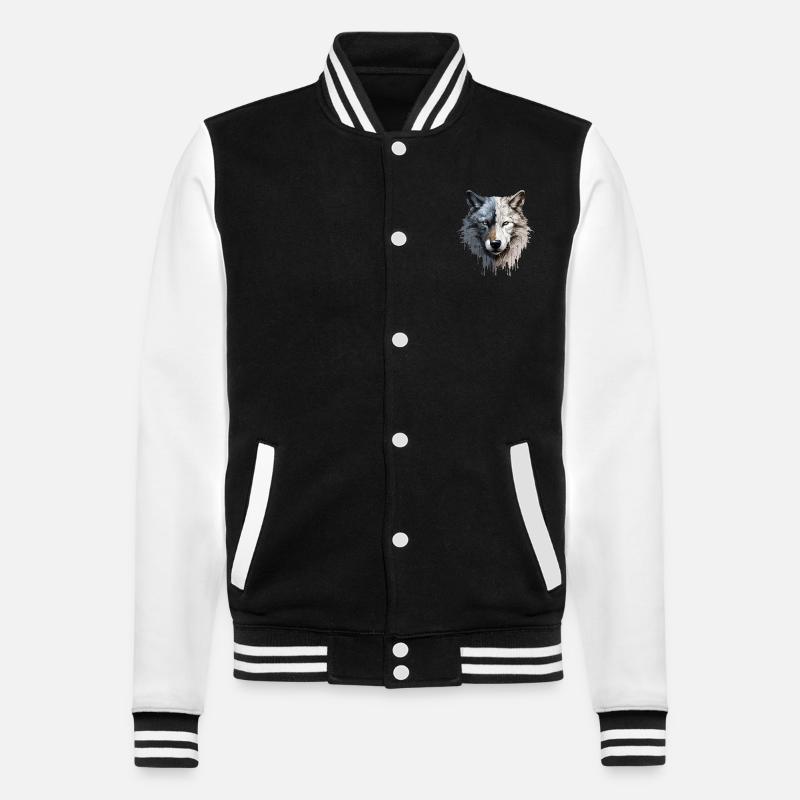 Wolf - College-Sweatjacke - Schwarz/Weiß