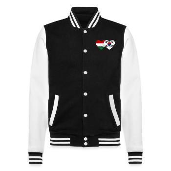 Hungary South Korea Flag Heart Used - College Sweat Jacket - black/white - Front - Nik (191cm) & Marisol (170cm)