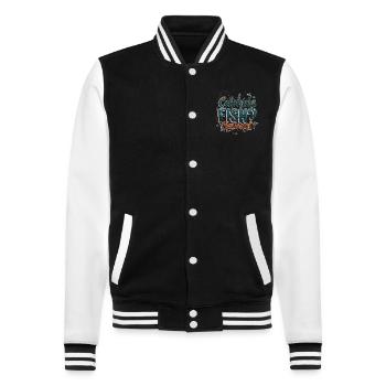 Catching Fish? Optional! Fisherman Fishing Shirt - College Sweat Jacket - black/white - Front - Nik (191cm) & Marisol (170cm)