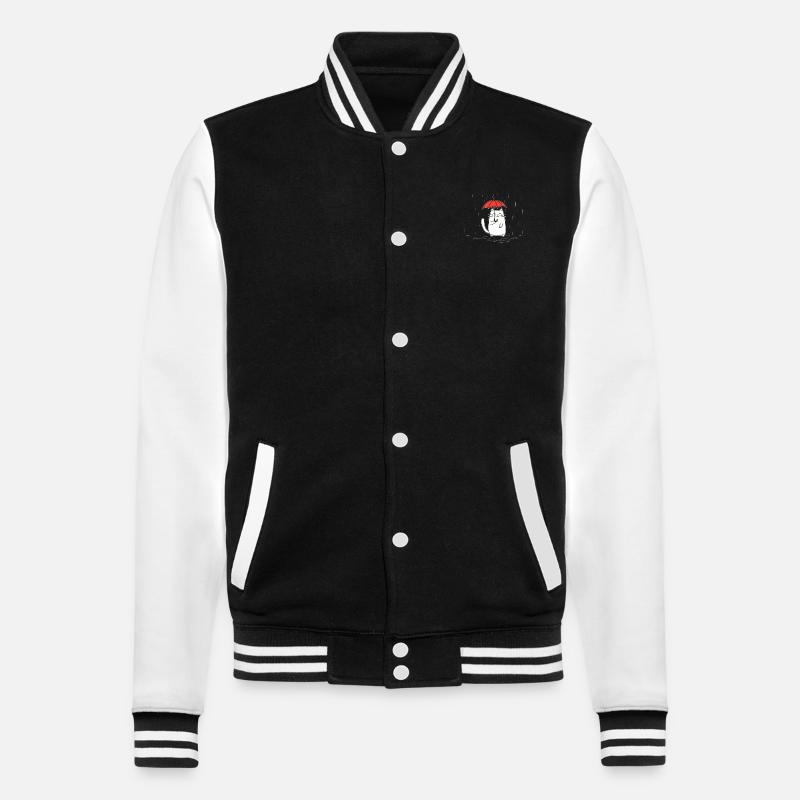 Cat with umbrella - College Sweat Jacket - black/white