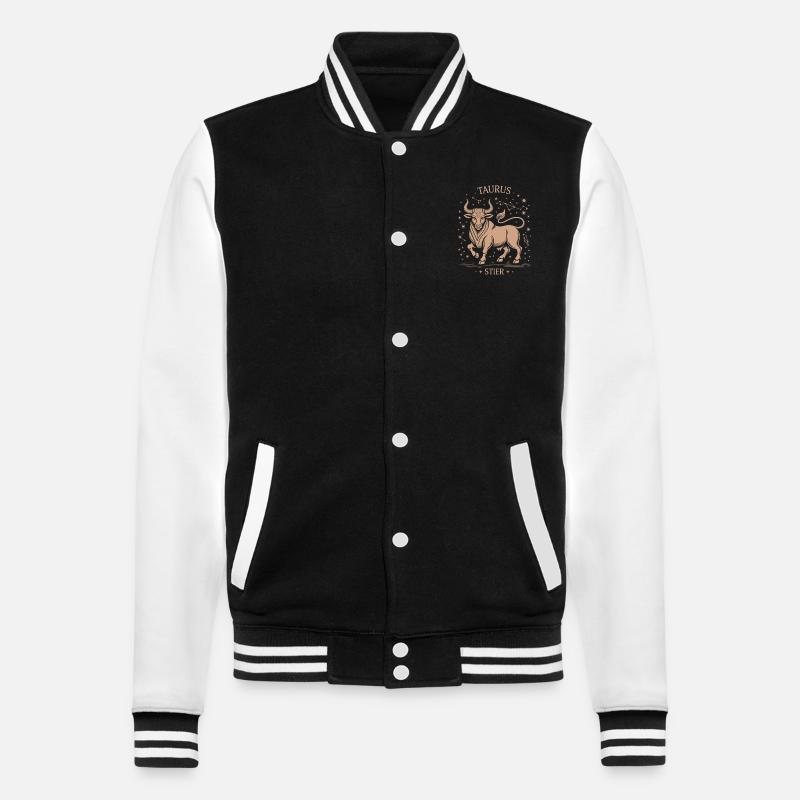 Sternzeichen Stier - College-Sweatjacke - Schwarz/Weiß