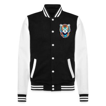 Tiger Illustration - College-Sweatjacke - Schwarz/Weiß - Vorne - Nik (191cm) & Marisol (170cm)