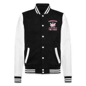 Pharmacisticorn like a normal Pharmacist gifts - College Sweat Jacket - black/white - Front - Nik (191cm) & Marisol (170cm)