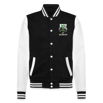 Offizielles Schlafshirt lustiges Schaf Geschenk - College-Sweatjacke - Schwarz/Weiß - Vorne - Nik (191cm) & Marisol (170cm)