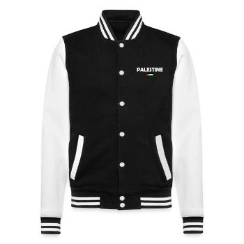 Free Palestine - College Sweat Jacket - black/white - Front - Nik (191cm) & Marisol (170cm)