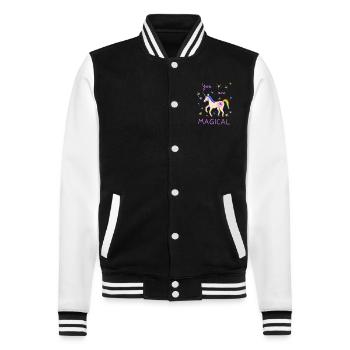 Cute Unicorn Magical Unicorns Rainbow Girl - College Sweat Jacket - black/white - Front - Nik (191cm) & Marisol (170cm)