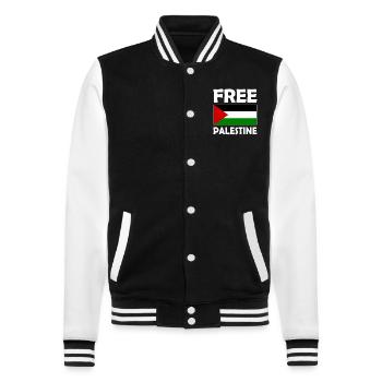 Free palestine - College Sweat Jacket - black/white - Front - Nik (191cm) & Marisol (170cm)