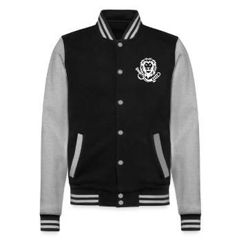 Lion Wildcat Hockey Silhouette Minimalist - College Sweat Jacket - black/heather grey - Front - Nik (191cm) & Marisol (170cm)