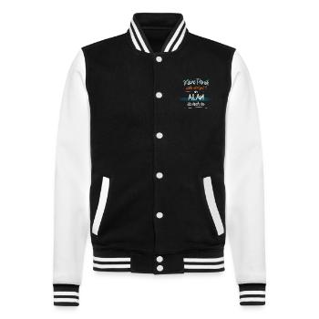 Alan - Keine Panik. Alles wird gut - College-Sweatjacke - Schwarz/Weiß - Vorne - Nik (191cm) & Marisol (170cm)