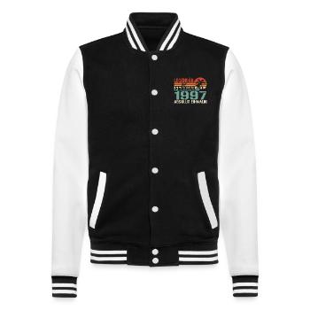 Cadeau d’anniversaire - Vintage février 1997 - Veste Teddy - noir/blanc - Devant - Nik (191cm) & Marisol (170cm)