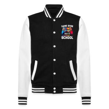 Game Over Back To School Funny First Day Of School - College Sweat Jacket - black/white - Front - Nik (191cm) & Marisol (170cm)