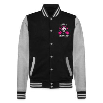 Mädels Wochenende - College-Sweatjacke - Schwarz/Grau meliert - Vorne - Nik (191cm) & Marisol (170cm)