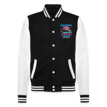 Cruising Through 5 Years Wedding Anniversary - College Sweat Jacket - black/white - Front - Nik (191cm) & Marisol (170cm)