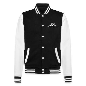 Klassische Berglandschaft: Jeder Gipfel beginnt - College-Sweatjacke - Schwarz/Weiß - Vorne - Nik (191cm) & Marisol (170cm)